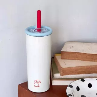 650ml แก้วสแตนเลสลายหมึกน้ำเงิน+หมาสุดคิวท์ เก็บความเย็น กันหก เหมาะสายแฟชั่น