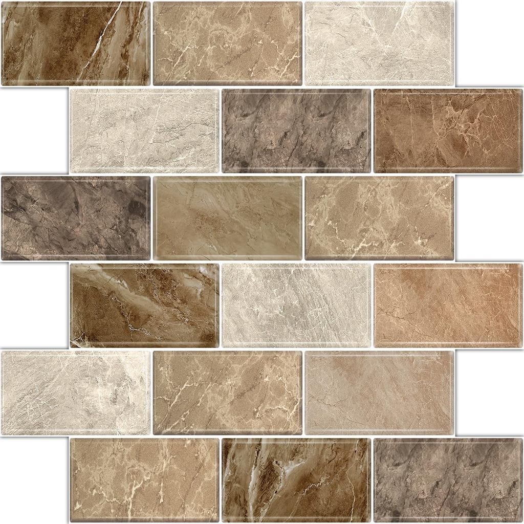 10 แผ่น Peel และ Stick Backsplash สําหรับห้องครัว 12 "X12" Renter Friendly Backsplash กาว Subway Wal