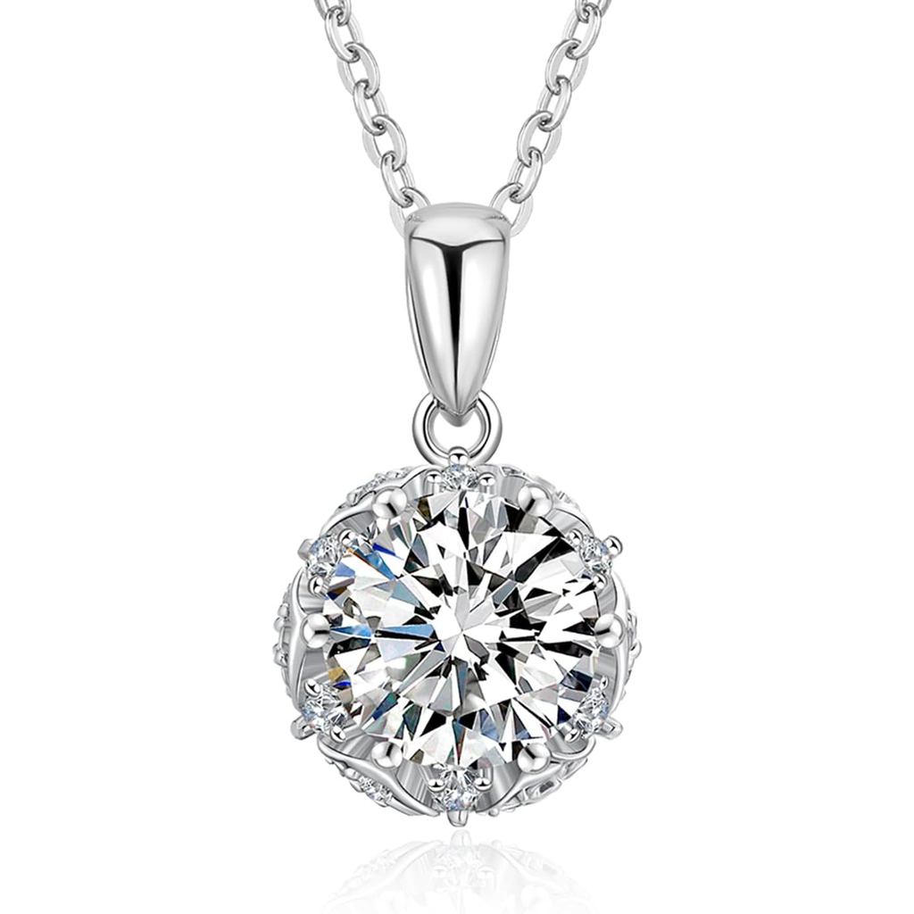 จี้สร้อยคอลมิซานไทน์ดอกไม้และหนาม เงินสเตอร์ลิง 925 D สี VVS1 ขนาด 1 ct และ 2 ct เป็นของขวัญพิเศษสำห