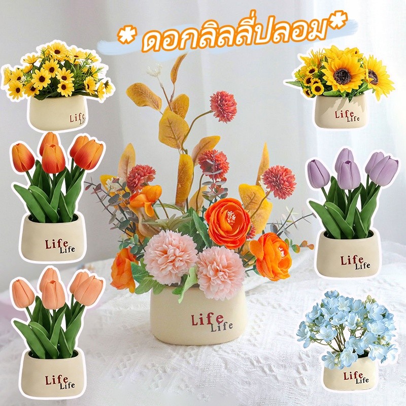 ต้นไม้กระถางจำลองสร้างสรรค์ ต้นไม้บนโต๊ะ กระถาง ตกแต่งสวน