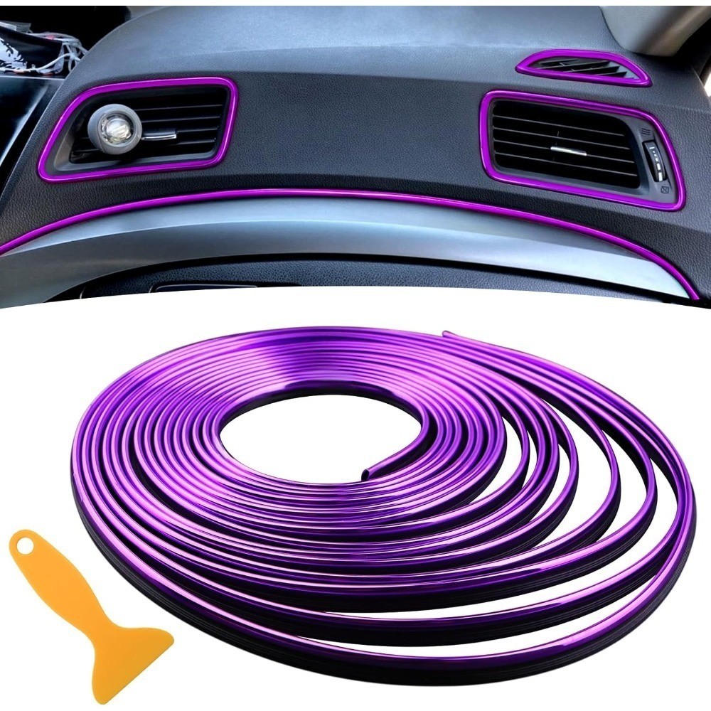 ภายในรถ Trim Strip PVC Electroplated ยืดหยุ่นลื่นตกแต่ง DIY ตัด Fit Dashboard Gap จัดแต่งทรงผม