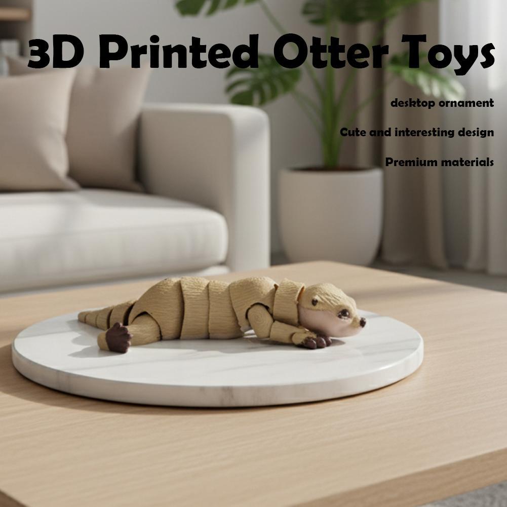Pla 3d พิมพ์ Otter ของเล่น 12 ซม.รอบออกแบบน่ารัก Joint Movable สําหรับโต๊ะชั้นวางความเครียดบรรเทา Y0