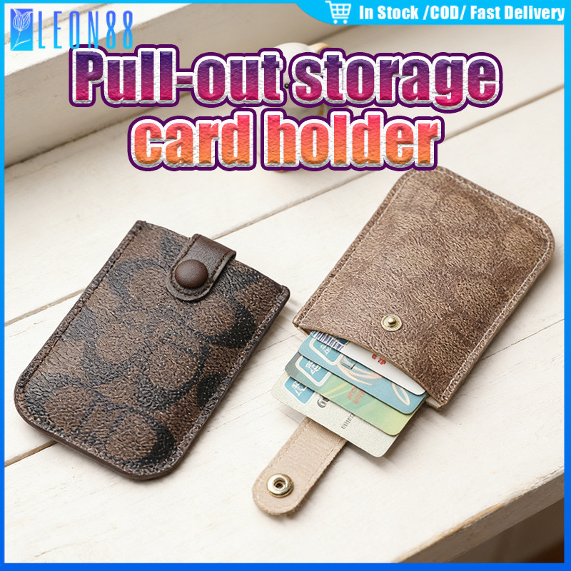 ของมาใหม่！กระเป๋าใส่บัตรหนัง PU ใส่บัตร 4 ใบ แบบดึงออกได้ กระเป๋าสตางค์ สําหรับใส่นามบัตร