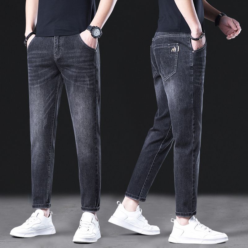 แฟชั่น Match ผู้ชายยืดฤดูใบไม้ร่วงฤดูหนาวเกาหลี cod กางเกงยีนส์ลําลอง 100 จุด 9 จุด 2026 Nine Points