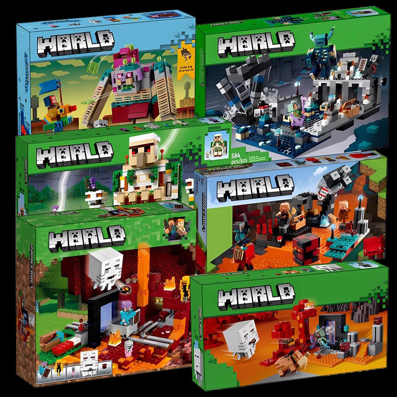 minecraft เลโก้ minecraft Good Good Goods Minecraft Series Underworld Door Farm Village House Boy Bu