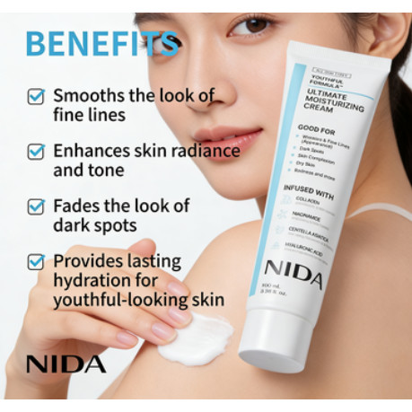NIDA Youthful Formula™ Intensive Moisturizer: Centella, Niacinamide, Hyaluronic Acid for Wrinkles