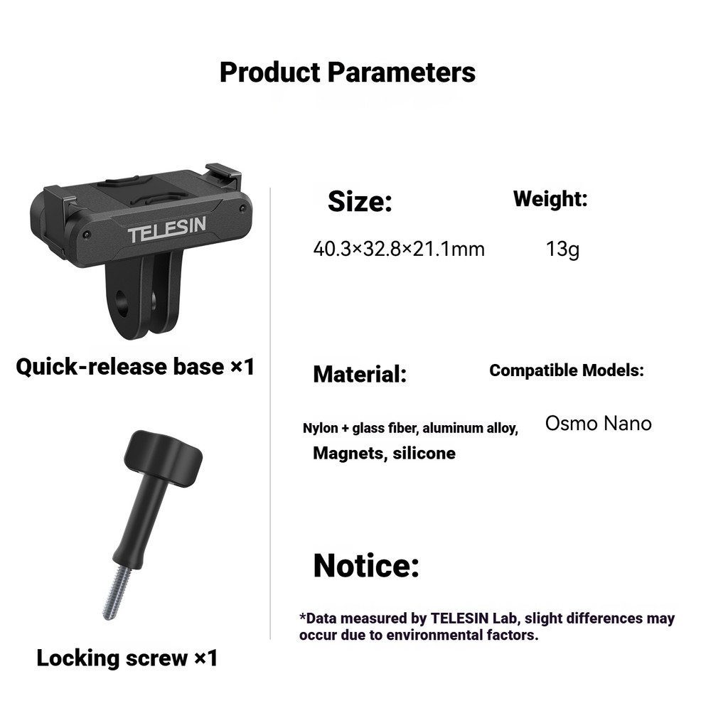 TELESIN อะแดปเตอร์แบบปลดเร็วแบบชาร์จไฟได้สําหรับ DJI osmo NANO กีฬาอะแดปเตอร์แม่เหล็กเดินป่ากลางแจ้งสําหรับอุปกรณ์เสริมกล้อง DJI ราคา ถูกที่สุด ดีลบีเคเค แกลเลอรีภาพที่ 9