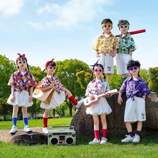 เสื้อฮาวายเด็ก เสื้อเชิ้ตเด็ก ผ้าใส่สบายไม่ร้อน ใส่เที่ยวทะเ…