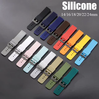 ซิลิโคน เร็ว ปล่อย สายนาฬิกา 14/16/20/22/24 มม.สีทึบซิลิโคนที่เรียบง่ายสายรัดข้อมือกีฬาผู้ชายผู้หญิง สากล สายนาฬิกา