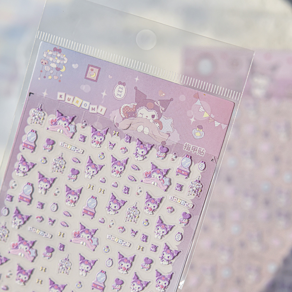 [Meow.Sensei] Sanrio & tomoni สติ๊กเกอร์ติดเล็บนูนห้องนอนประณีต Kuromi Elements สติ๊กเกอร์น่ารัก Goo Card Handbook