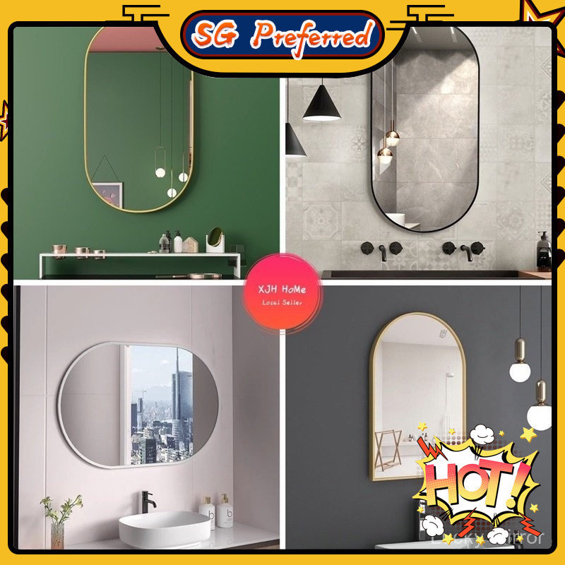 SG Lucky Shop [ผู้ขายในพื้นที่] กระจกทรงกลม, กระจกติดผนัง, กระจกห้องน้ําในห้องน้ํา, กระจกห้องน้ําติด