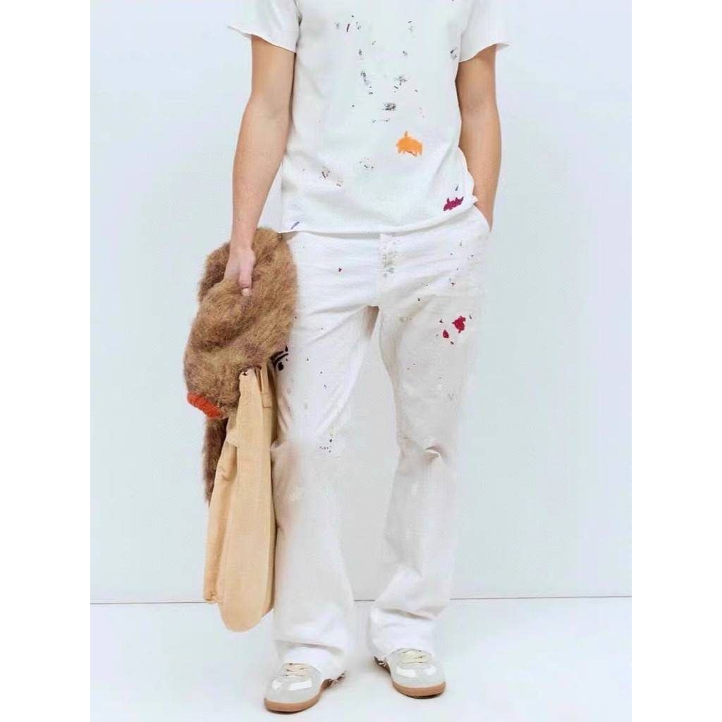Y2GM Gallery Dept New hand-painted splatter-ink distressed dirty-style work pants, lumberjack pants,