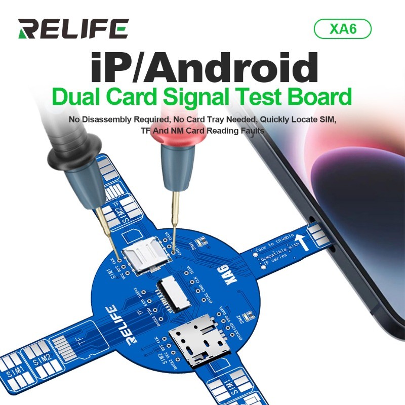 RELIFE XA6 Dual Card Signal Test Board SIM TF NM Card Reader ไม่มี Disassembly Quick Fault Detection