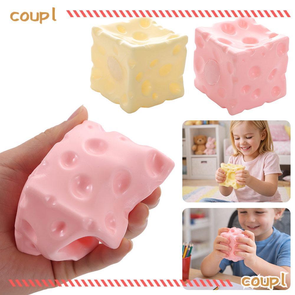 COUPL ชีสบีบ Fidget ของเล่น, Non-Bounce Anti-Stress Jumbo Cheese Cube ความเครียด Ball, รูปร่าง Squishy Texture ASMR Sensory Stress ของเล่นเด็กผู้ใหญ่