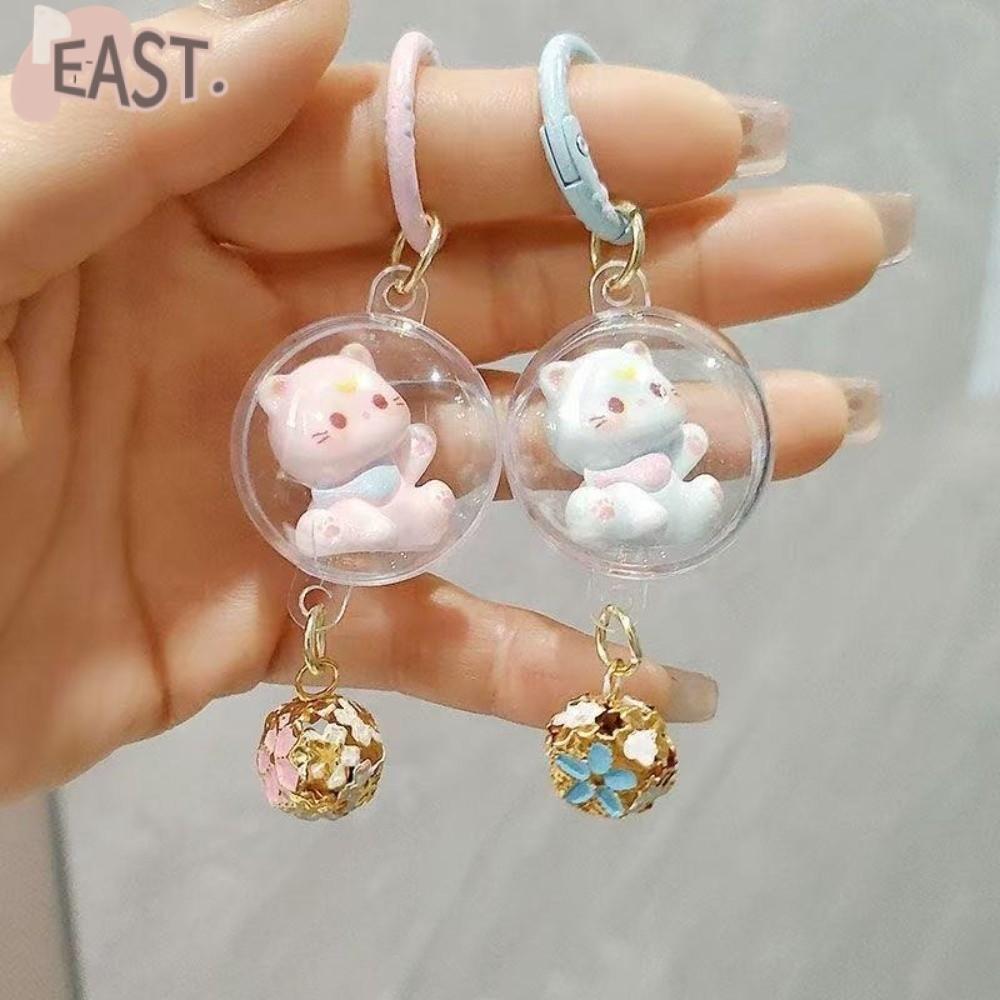 EASTS พวงกุญแจแมว 3 มิติ, แขวนตกแต่งเรซิ่นแมวกระดิ่งลมพวงกุญแจ, การ์ตูนน่ารักพร้อมกระดิ่งรูปกระเป๋านักเรียนนักเรียนจี้ตกแต่งบ้าน