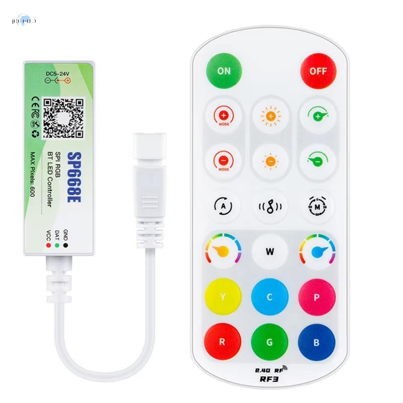 SP668E สําหรับ WS2811 สําหรับ WS2812B SPI RGB LED Controller 600 IC BT APP 2.4G ระยะไกลสําหรับ DIY แ