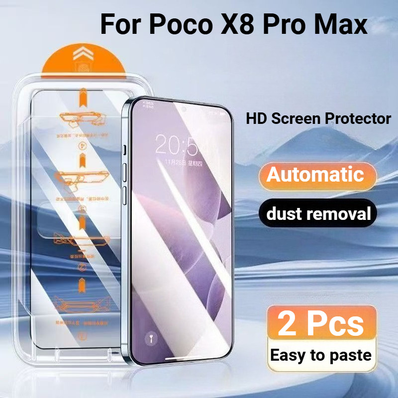 1-2 ชิ้น Poco X8 Pro Max HD One-คลิกกระจกนิรภัยป้องกันหน้าจอสําหรับ Xiaomi Poco X8 X7 X6 Pro Max 4G 5G