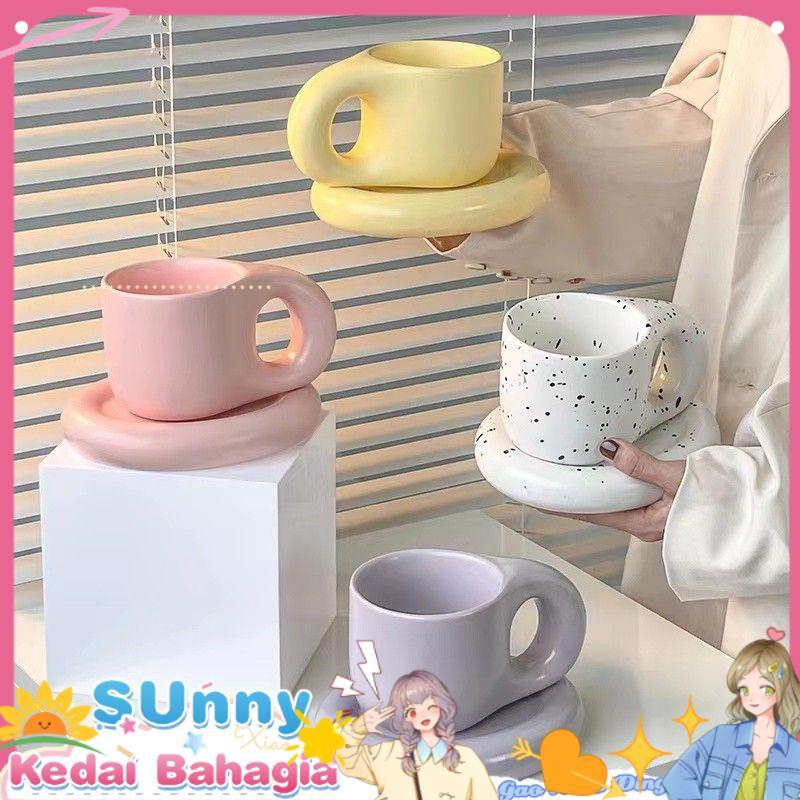 จัดส่ง 12 ชม.⭐⭐Nordic Simple ins แก้วเซรามิคไขมันถ้วย Handle Office ถ้วยกาแฟชุดถ้วยดื่มคู่