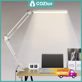 COZluvโคมไฟป้องกันดวงตา LED โคมไฟตั้งโต๊ะ usb โคมไฟตั้งโต๊ะสำหรับอ่านหนังสือที่มีคลิปหัวคู่ไฟ LED แบบพับได้ไฟในร่ม