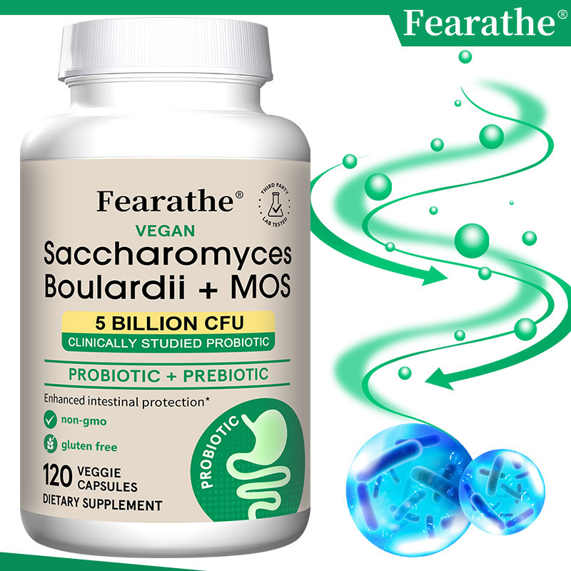 Fearathe Saccharomyces Boulardii + อาหารเสริม MOS รองรับสุขภาพทางเดินอาหารและ Gut ช่วยปกป้องและรักษาการสมดุล Gut Microbiota