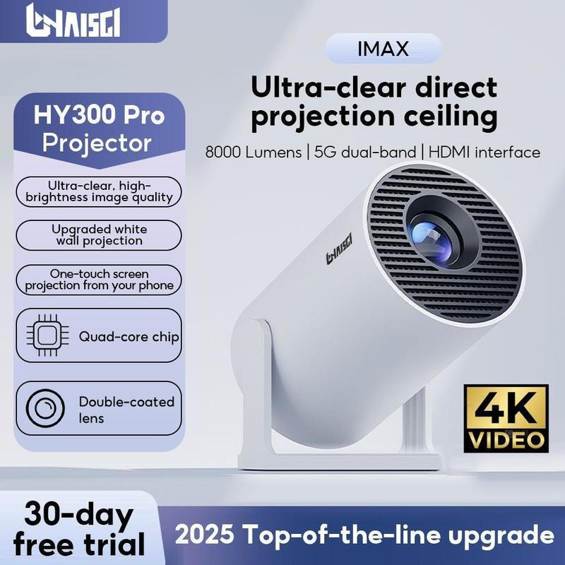 A]] HY300 /HY300PRO HY300/4K HD Lonaisci สมาร์ทโปรเจคเตอร์โฮมเธียเตอร์แบบพกพา Projektor หน้าจอโปรเจค