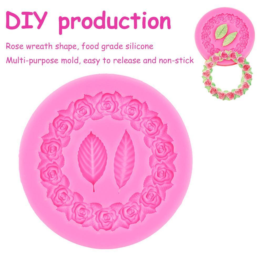 Rose Border Leaves แม่พิมพ์ซิลิโคนเหลว Fondant แม่พิมพ์เค้กช็อกโกแลต T7u7