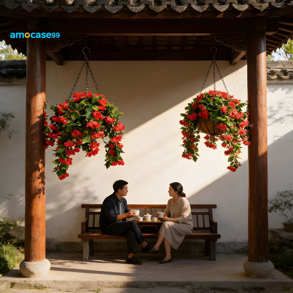 Amocase99ตกแต่งแขวนตะกร้าประดิษฐ์แขวนตะกร้า15 Faux Crepe Myrtle ตะกร้าแขวน Uv ทนดอกไม้ประดิษฐ์กลางแจ