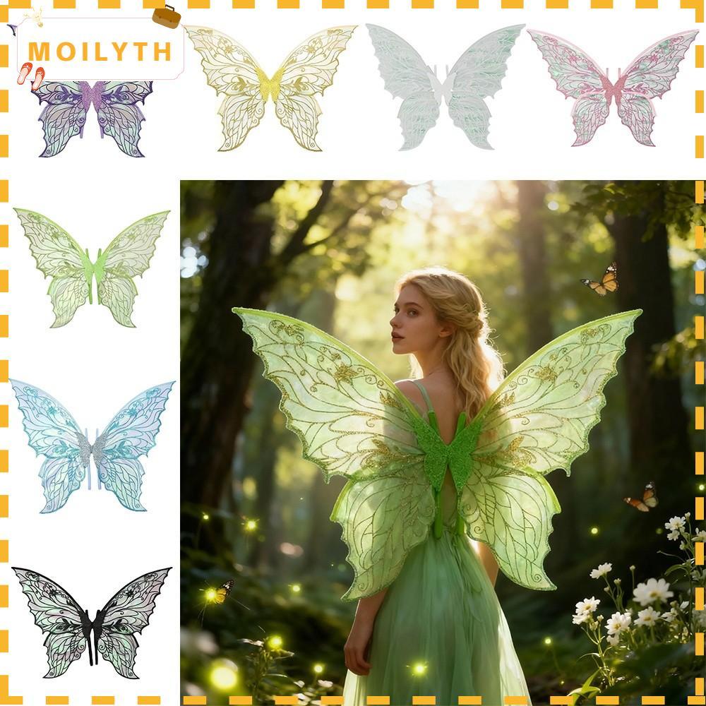 MOILYTH Angel Wings, Princess Angel Wing Dress UP Fairy Wings, Organza Sparkling Butterfly Wings for