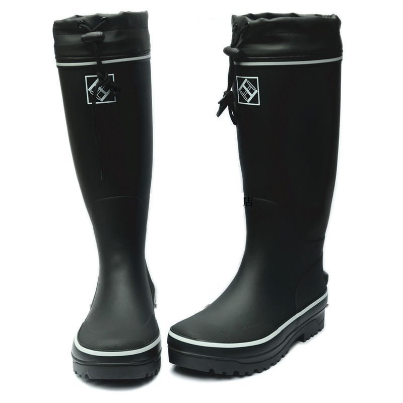 HH-010 Super High Mens Rain Boots ยางสีดํารองเท้าฝนแฟชั่นการค้าต่างประเทศรองเท้าน้ํานุ่มหนาSoledสบาย
