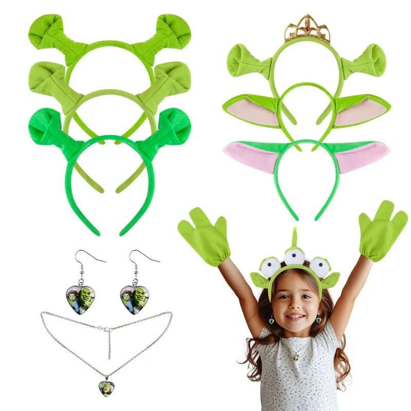 New Product#Halloween Shrek Green Headband Hairband Party Costume Props12Y