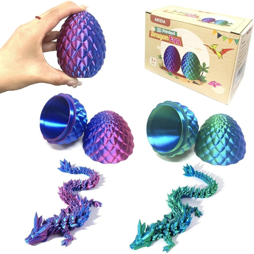 2 Pack Dragon Eggs with Dragon Inside, Dragon Egg Fidget Toy, 3D Dragon Eggs with Dragon Inside, Mys