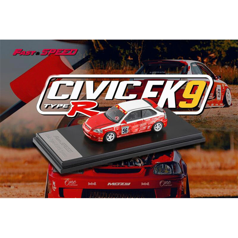 ความเร็วที่รวดเร็ว FS 1:64 Civic Type-R Mk1 EK9 Spoon Red Lego #56 รถโมเดลDiecast limited999
