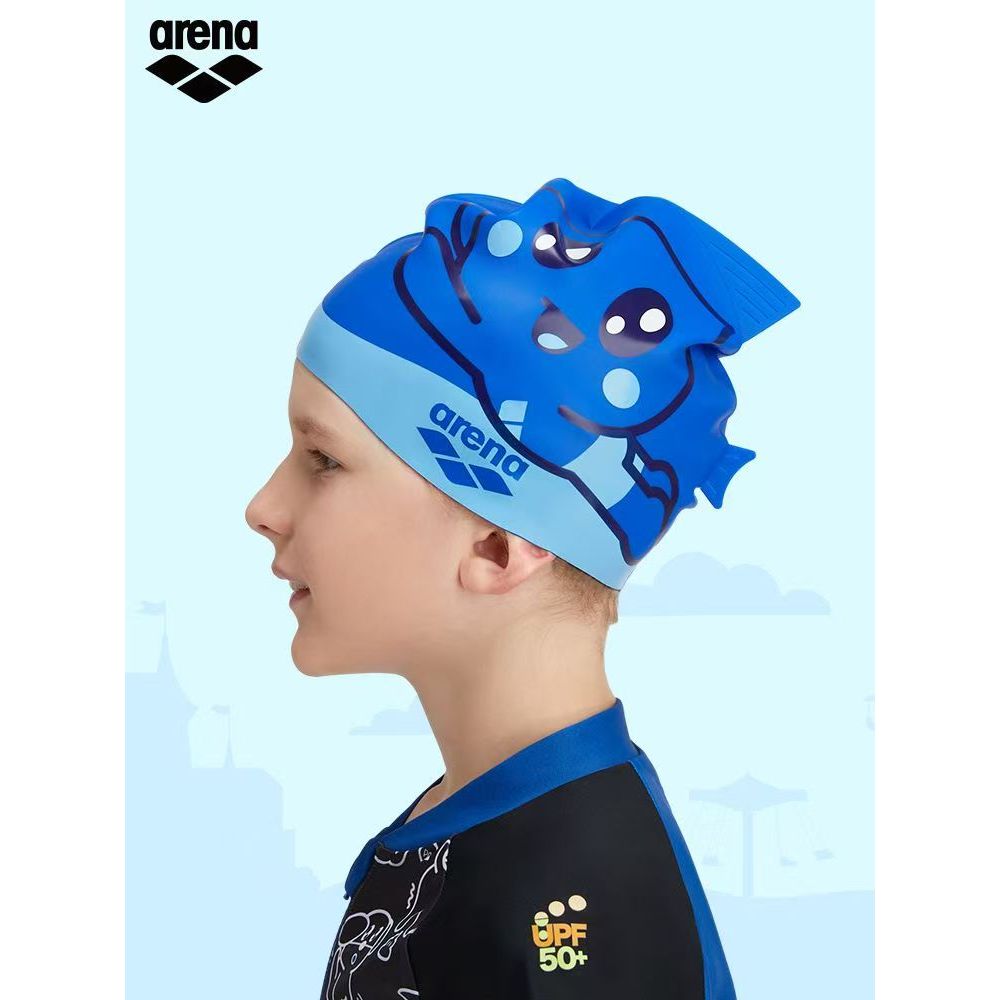 ซิลิโคนอารีน่าสำหรับเด็กน่ารัก arena หมวกว่ายน้ำยืดหยุ่น หมวกว่ายน้ำใหม่ การ์ตูน สบาย