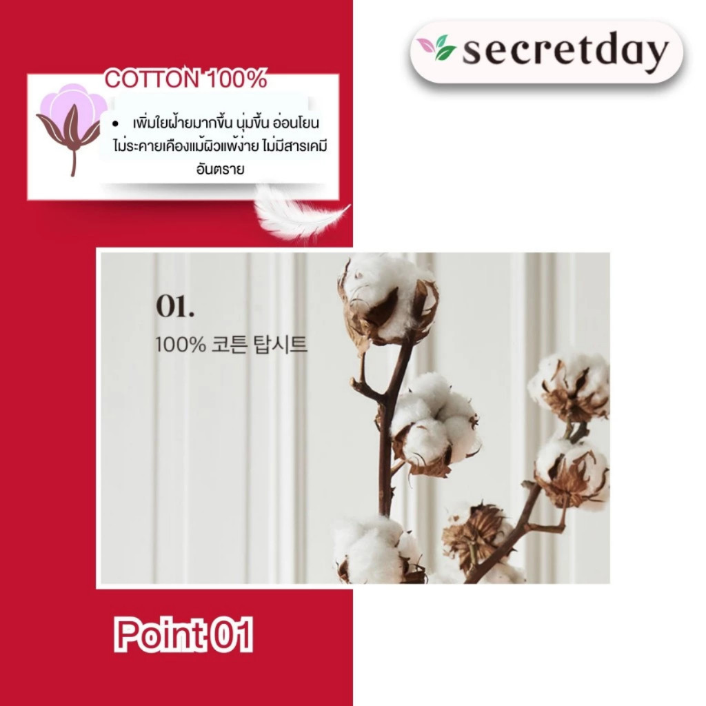 Secretday Cotton ผ้าอนามัยซีเคร็ทเดย์ คอตตอน 4 Lock (สำหรับผิวแพ้ง่าย) ราคา ถูกที่สุด ดีลบีเคเค แกลเลอรีภาพที่ 2