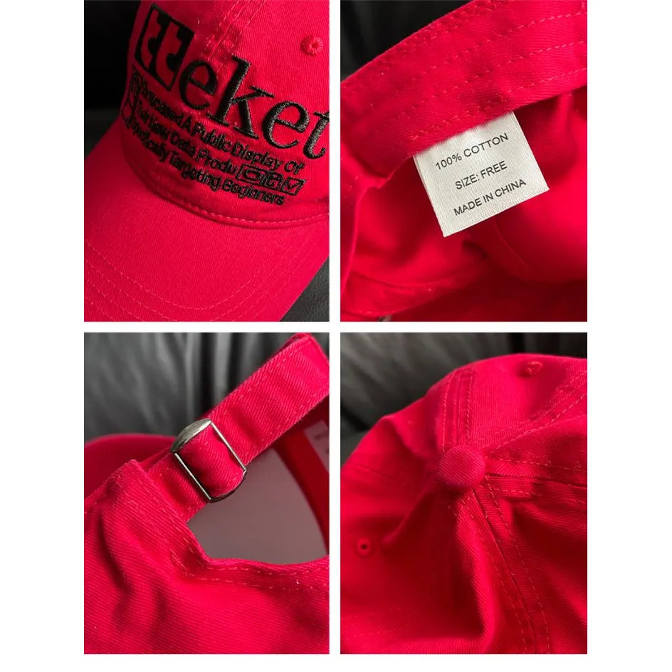 หมวกเบสบอล American Retro teket ปักเบสบอลหมวกของแท้สีแดง High-End หมวกหญิงฤดูใบไม้ผลิ All-Match แฟชั