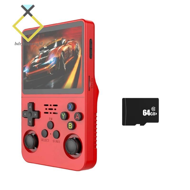 R36S 3.5 นิ้วหน้าจอ IPS คอนโซลเกมมือถือ 3200 mAh แบตเตอรี่ Dual 3D จอยสติ๊กอุปกรณ์วิดีโอเกม 64GB