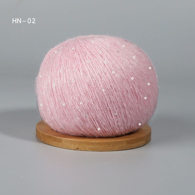 Sequined Mohair Yarn ด้ายบาง Mohair Yarn Ball โครเชต์ลูกไม้ถักมือ diy ผ้าไหมสดใส เลื่อม 1.7