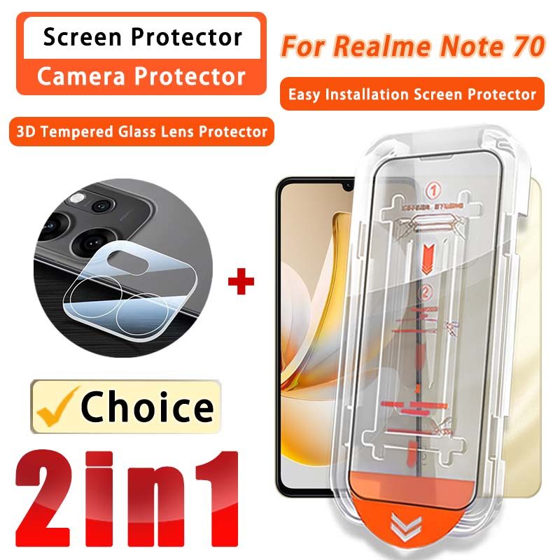2 IN 1 ฟิล์มนิรภัยRealme Note 70 Realme Note 70 70T 60X 60 50 C75 C67 C65 C63 C61 4G 5G 3Dฟิล์มแก้วก