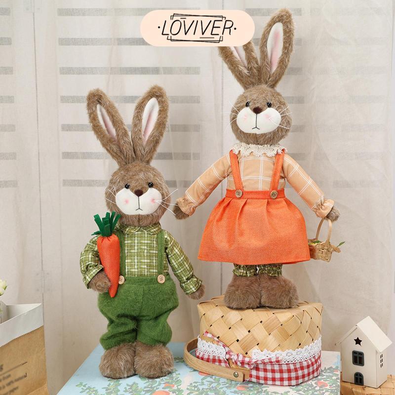Easter Bunny ตุ๊กตาตกแต่งตาราง Easter Bunny Decor เครื่องประดับกระต่ายสร้างสรรค์ทําจากโพลีเอสเตอร์สํ