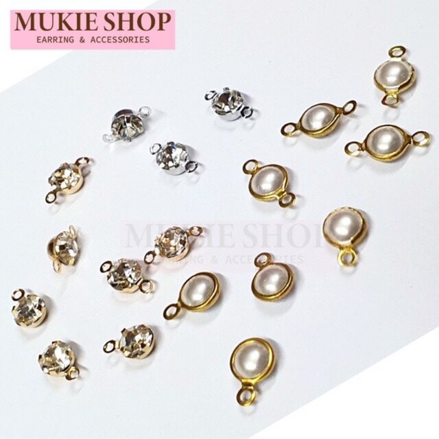 Mukie shop DIY เพชร ห้อย มุกห้อย จี้เพชร พร้อมห่วง แพ็ค 10 ชิ้น มุกี้ ช้อป
