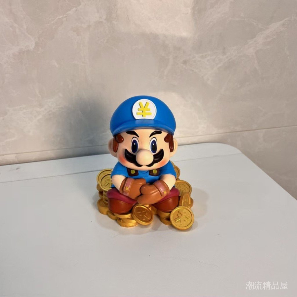 Gold Coin Mario Bros Cute Car Figurine Creative Car Decoration Ornament Internet Celebrity Tobii Ani