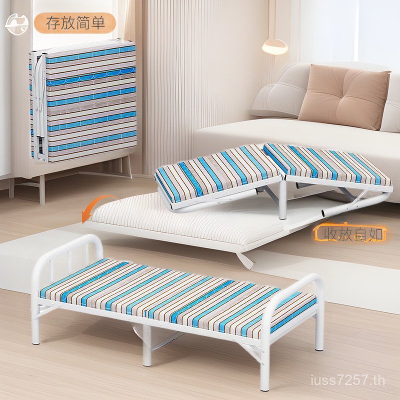 เตียงเดี่ยวไม้คู่ที่เรียบง่ายสํานักงานเตียงเหล็กเตียงพับแบบพกพาครัวเรือนผู้ใหญ่เช่าห้องพักกลางวันงีบ