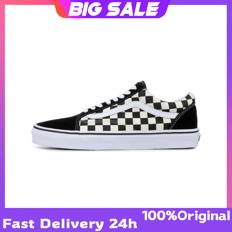 Vans Old Skool กระดานหมากรุกสีดํา VN0A38G1P0S รองเท้าผ้าใบสําหรับบุรุษและสตรีรับประกัน 2 ปี