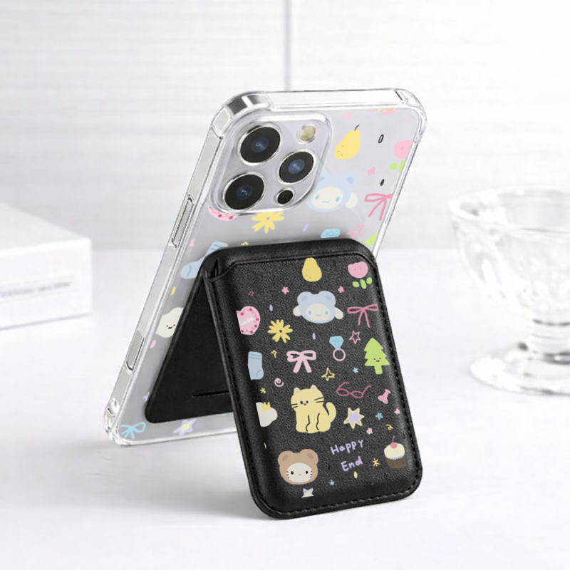 Cat bow tie pattern Wallet เคสกันกระแทก เหมาะสําหรับ iPhone 11 12promax 12 13 14 15 Pro Max Case ฝาหลัง 14promax 15pro 16 Pro Max 17 17air 17promax Casing ราคา ถูกที่สุด ดีลบีเคเค แกลเลอรีภาพที่ 3