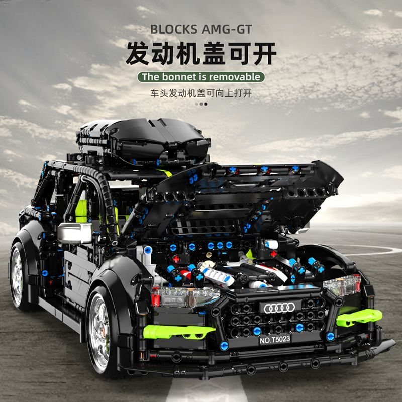 Tego Lego เข้ากันได้กับ Lego Audi RS6 Building Block รถ MOC รถสปอร์ตเทคโนโลยีกลุ่มเครื่องจักรความยาก