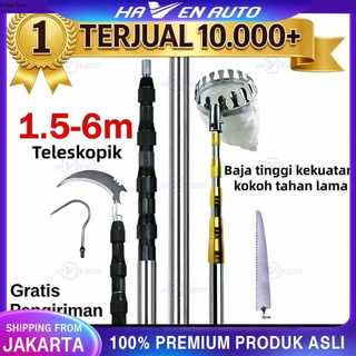 [COD]6 in1 6M Tongkat Panjang Untuk Petik Buah metal fruit picker / Gergaji Pemangkasan Cabang Ranting Dahan Benalu Tiang Tongkat Teleskopik