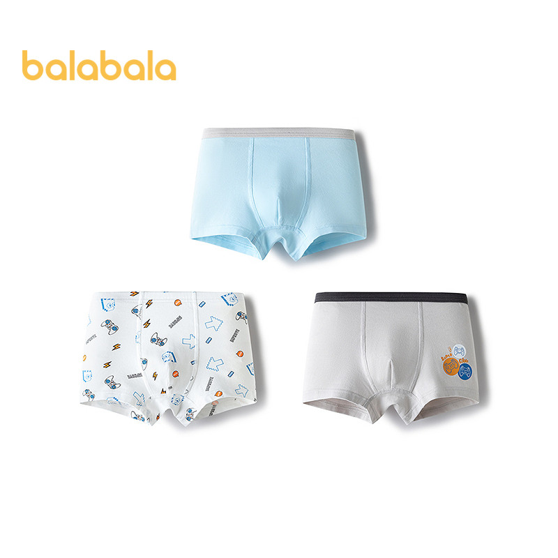 Balabala ชุดชั้นในชายสแควร์สั้น สำหรับเด็ก กางเกงผ้าฝ้าย ต้านเชื้อแบคทีเรียและเป็นมิตรกับผิว ไซซ์เล็กถึงกลาง สามแพ็ค