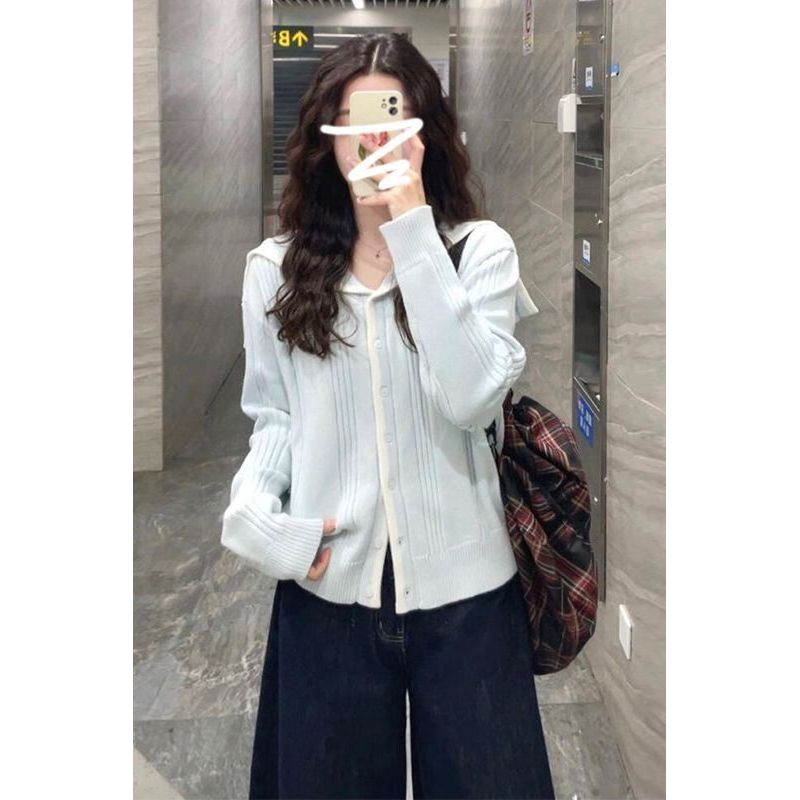 เกาหลีเกาหลี2026สไตล์เกาหลีกระโหลกสไตล์ออกแบบเสื้อกันหนาวผู้หญิงคาร์ดิแกน2025ฤดูใบไม้ร่วงสไตล์ใหม่กอ