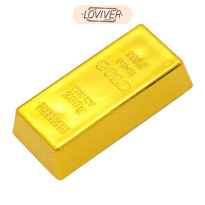 Creative ประดิษฐ์ Gold Bar Prop พลาสติกที่สมจริง Bullion Paperweight รุ่นสําหรับ Office Desktop Party ของสะสม