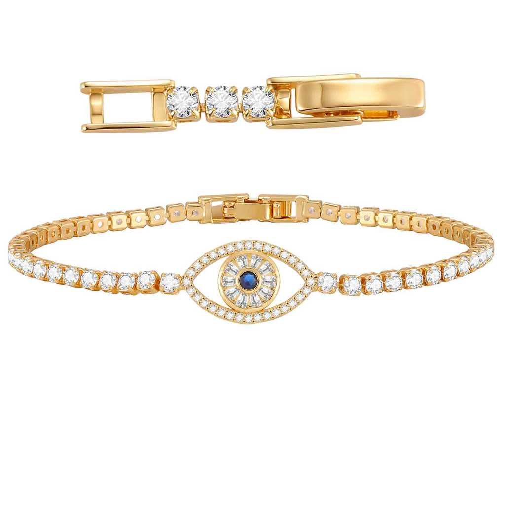 สร้อยข้อมือวินโนคซีริคอน Devil's Eye แบบหรูหราสำหรับผู้หญิง พร้อมสายโซ่เงินแท้ 18K - รูปที่ 5